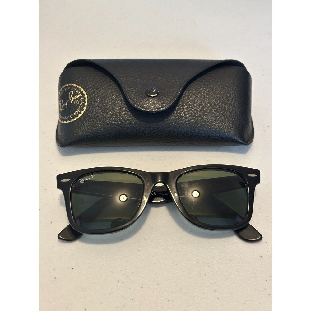 Ray-Ban RB2140 Original Wayfarer 901/58 Polarized Black 50-22 Italy w/ Case